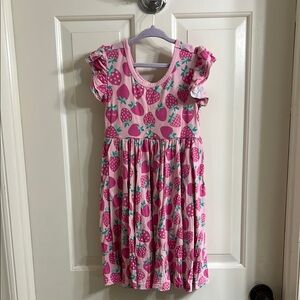 Little Sleepies Pink and White Flutter Sleeve Sundress